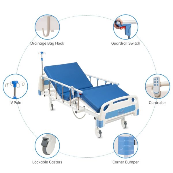 تخت بیمارستانی الکتریکی کامل ELENKER برای استفاده خانگی - تصویر 3